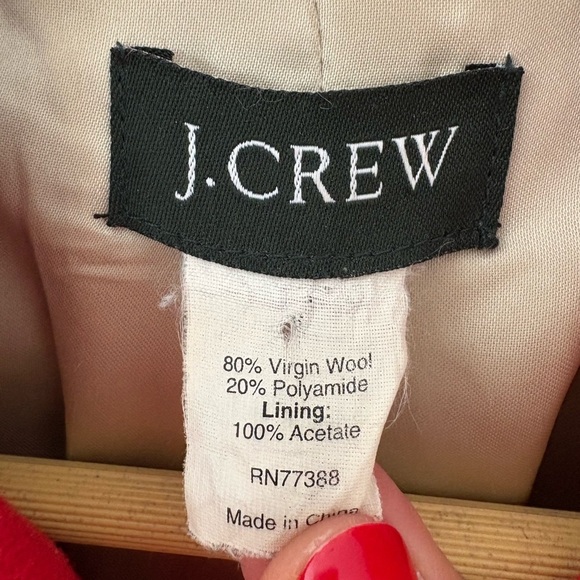 J. Crew Apple Red Double Breasted Cropped Pea Coat - Picture 5 of 10